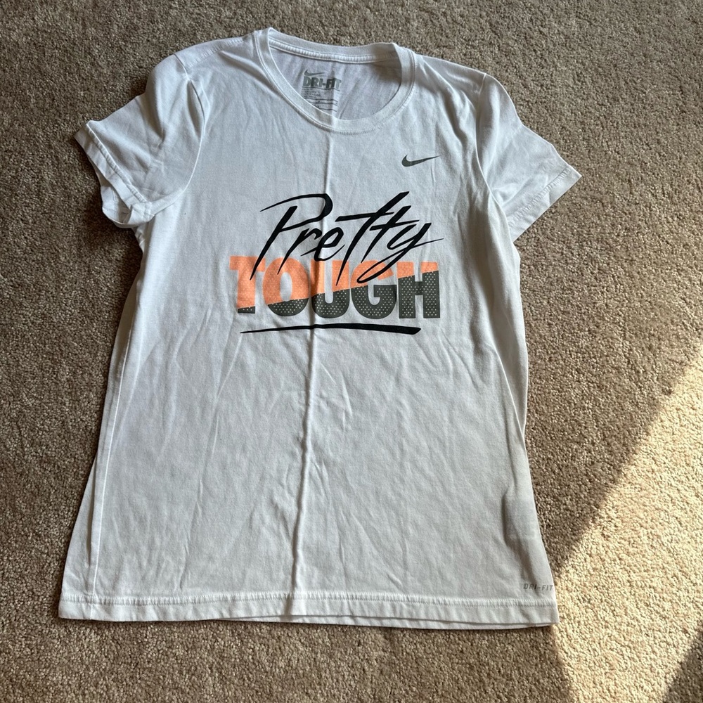 Nike White Pretty Tough T-Shirt Dri-Fit